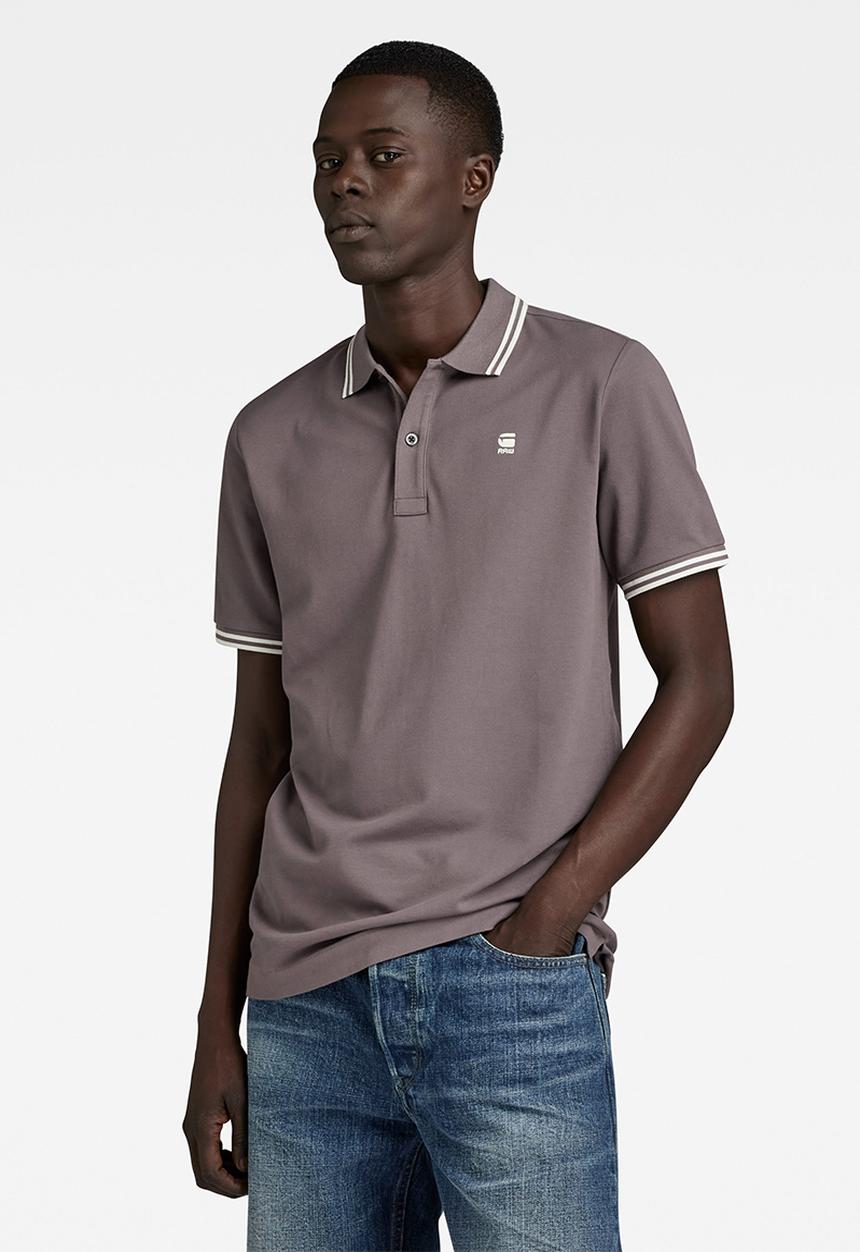 G-STAR - Dunda slim stripe polo s\s Premium stretch pk o - rabbit