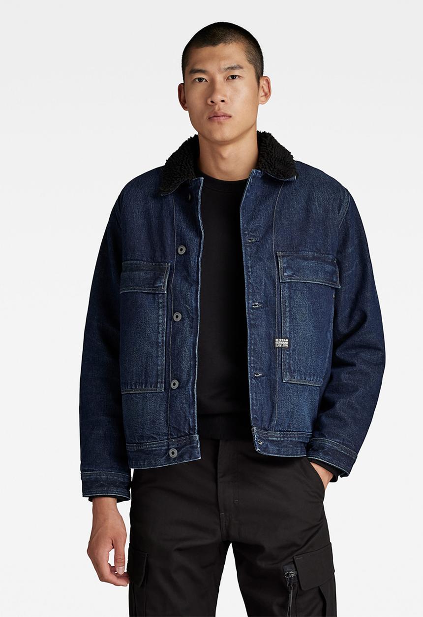 G-STAR - Utility Flap Pocket Sherpa Jacket Valiant denim r - worn in kingfisher