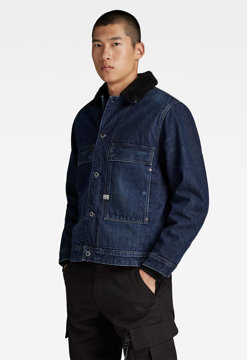 G-STAR - Utility Flap Pocket Sherpa Jacket Valiant denim r - worn in kingfisher