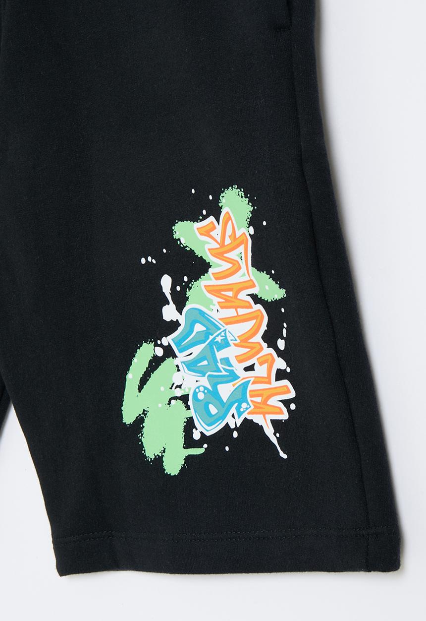 Rebel Republic - Printed sweat short - black
