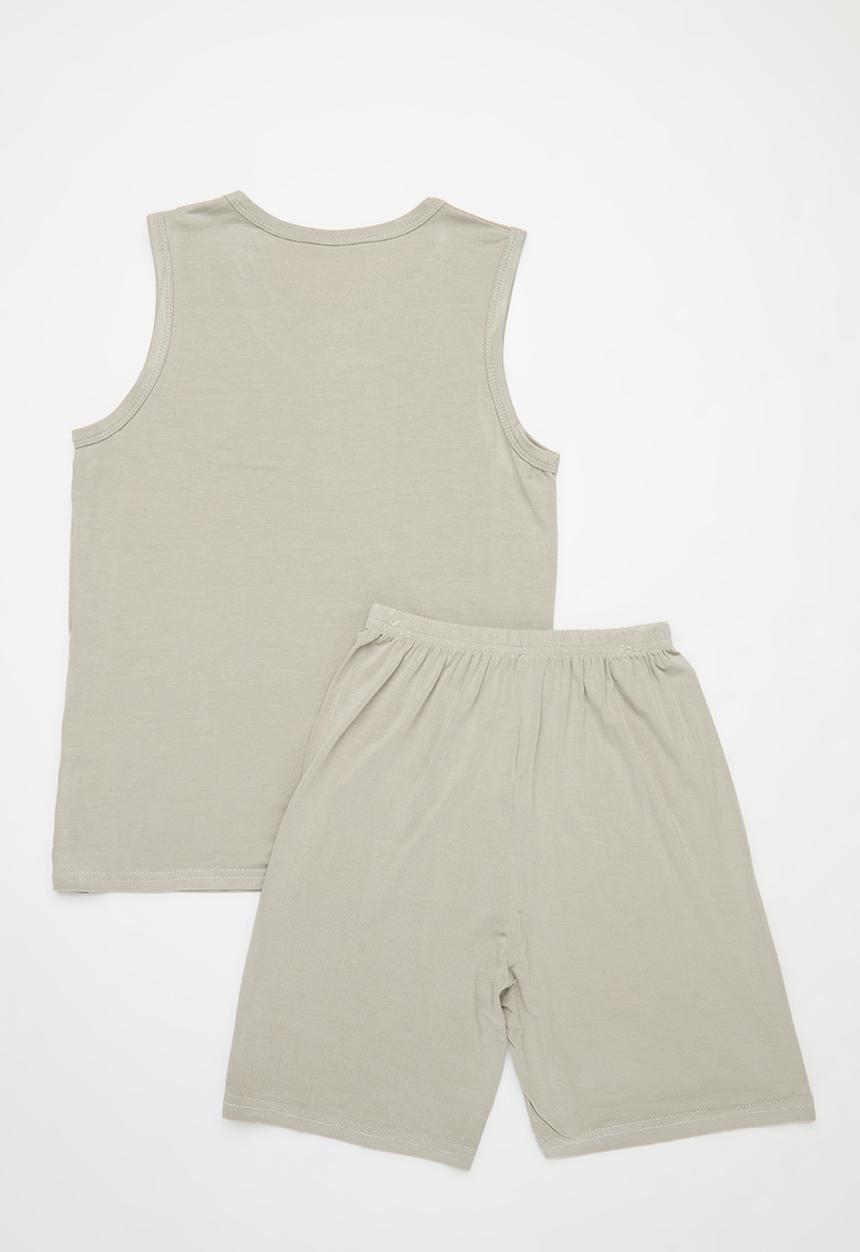 Pop Candy - Vest & short pj set - grey