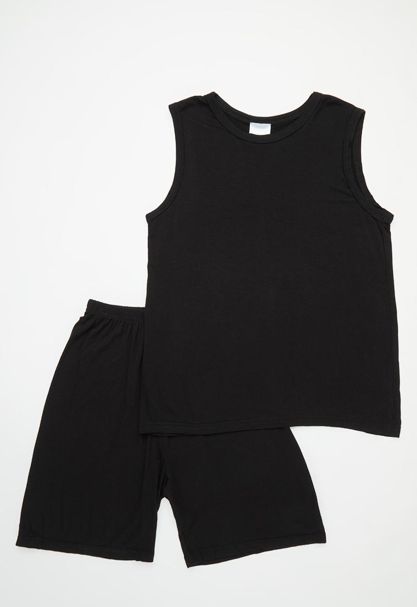 Pop Candy - Vest & short pj set - black
