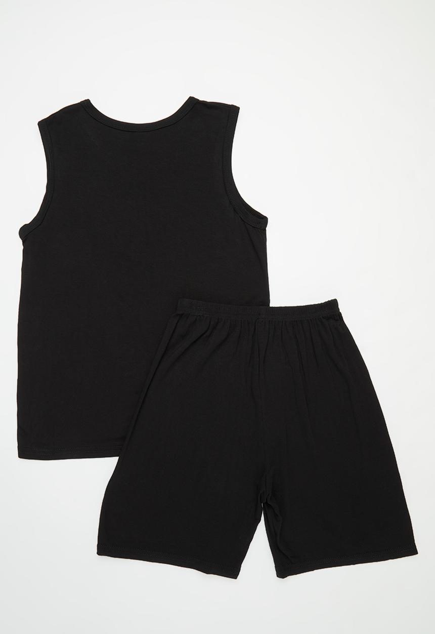 Pop Candy - Vest & short pj set - black