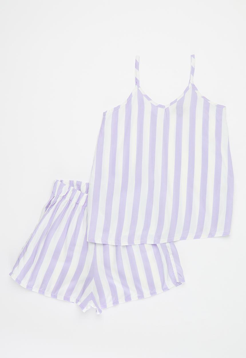 Rebel Republic - Cami & short set - lilac & white 