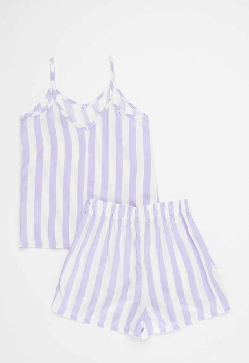 Rebel Republic - Cami & short set - lilac & white 