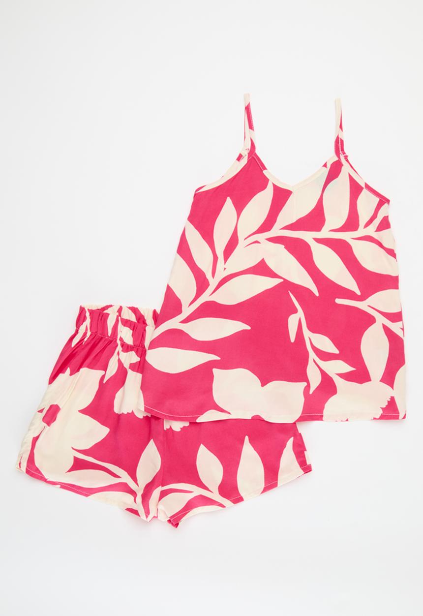 Rebel Republic - Cami & short set- pink and white print