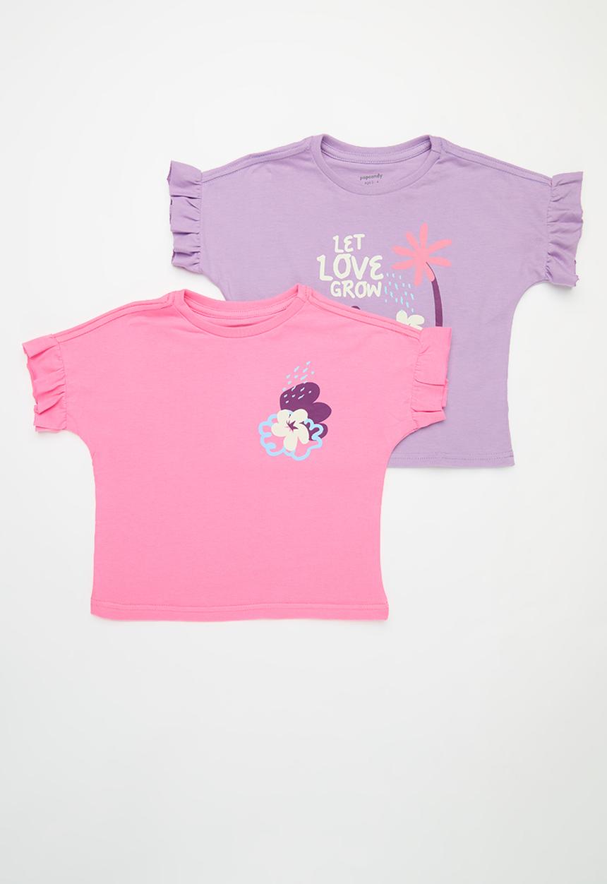 Pop Candy - 2 Pack printed tee - pink & purple 