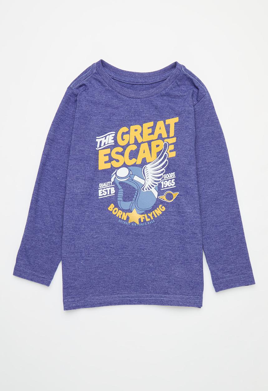 Superbalist - 2 Pack graphic long sleeve tee - denim blue & ink melange
