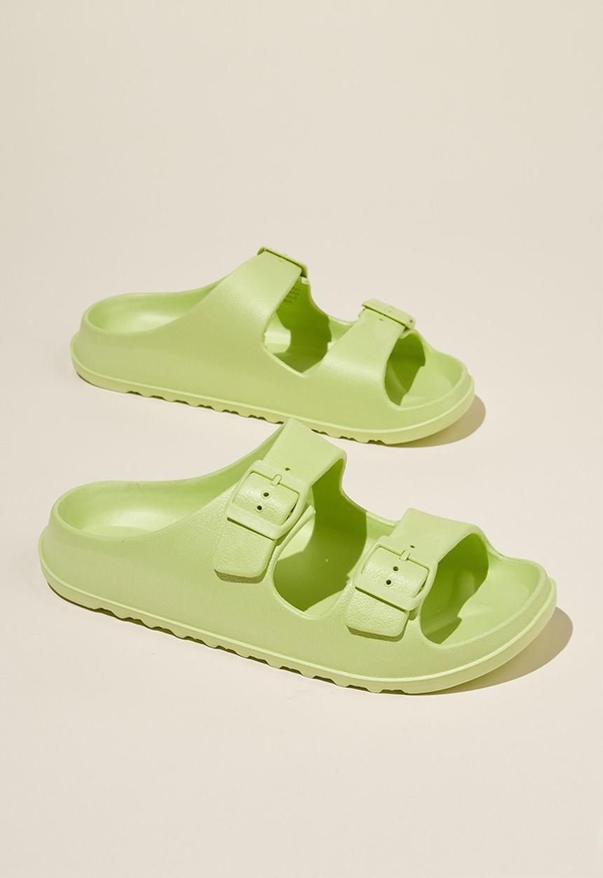 Bronte double buckle slide - iced matcha
