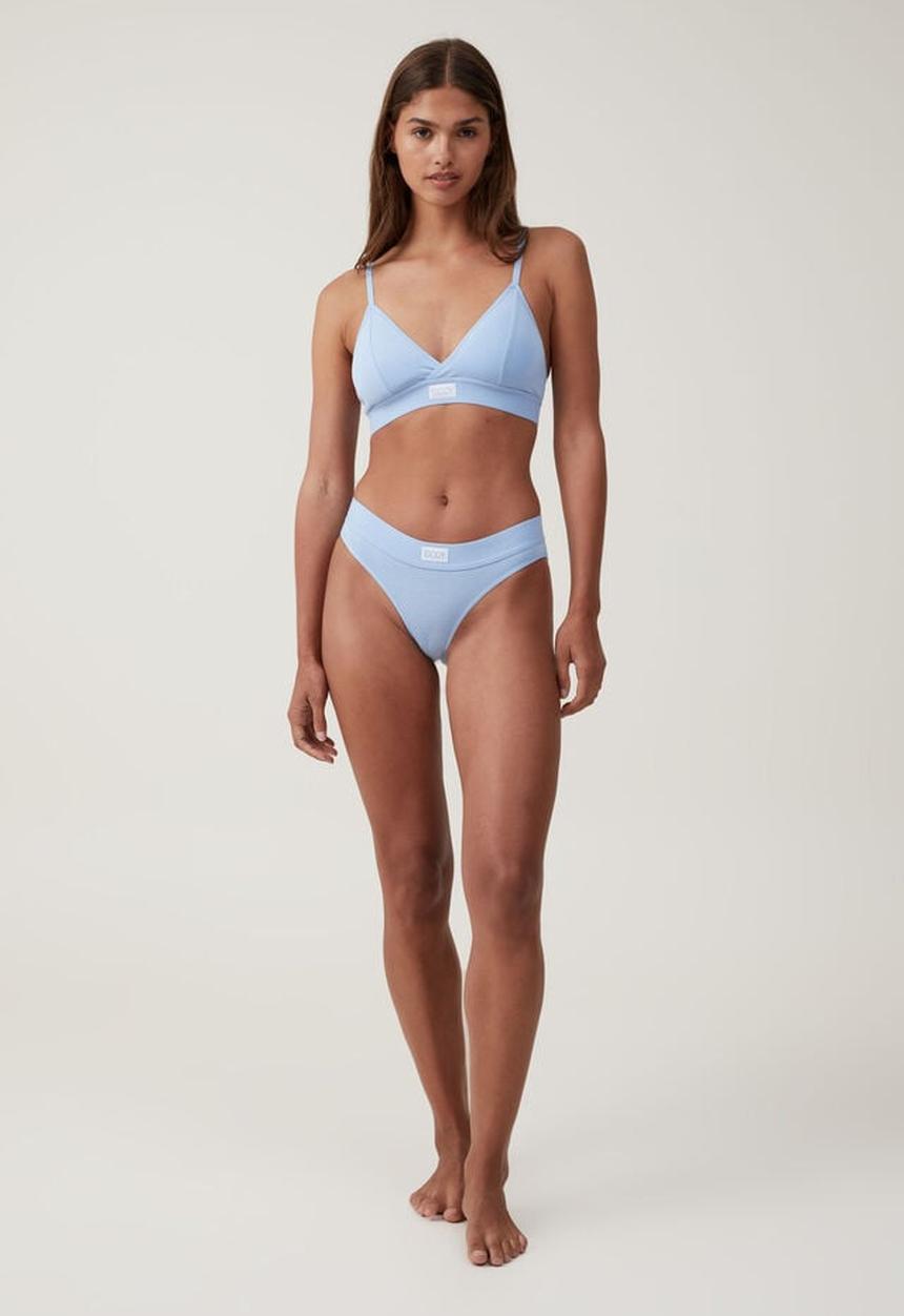 Cotton On - Organic cotton cross over padded bralette - clear sky