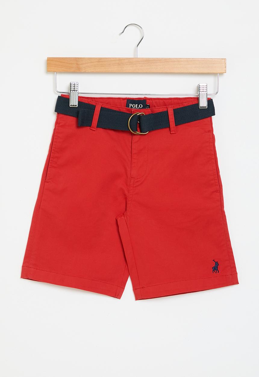 POLO - Boys andrew belted chino short - red
