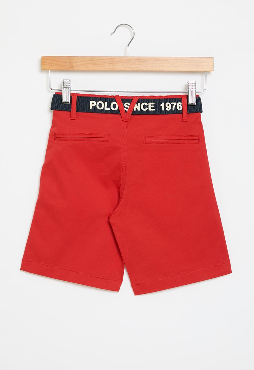 POLO - Boys andrew belted chino short - red