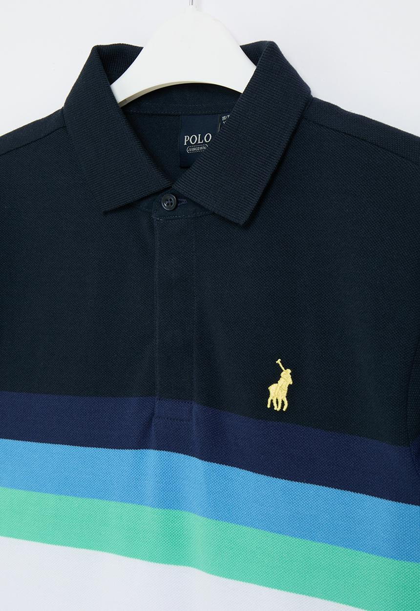 POLO - Boys warren striped golfer - navy