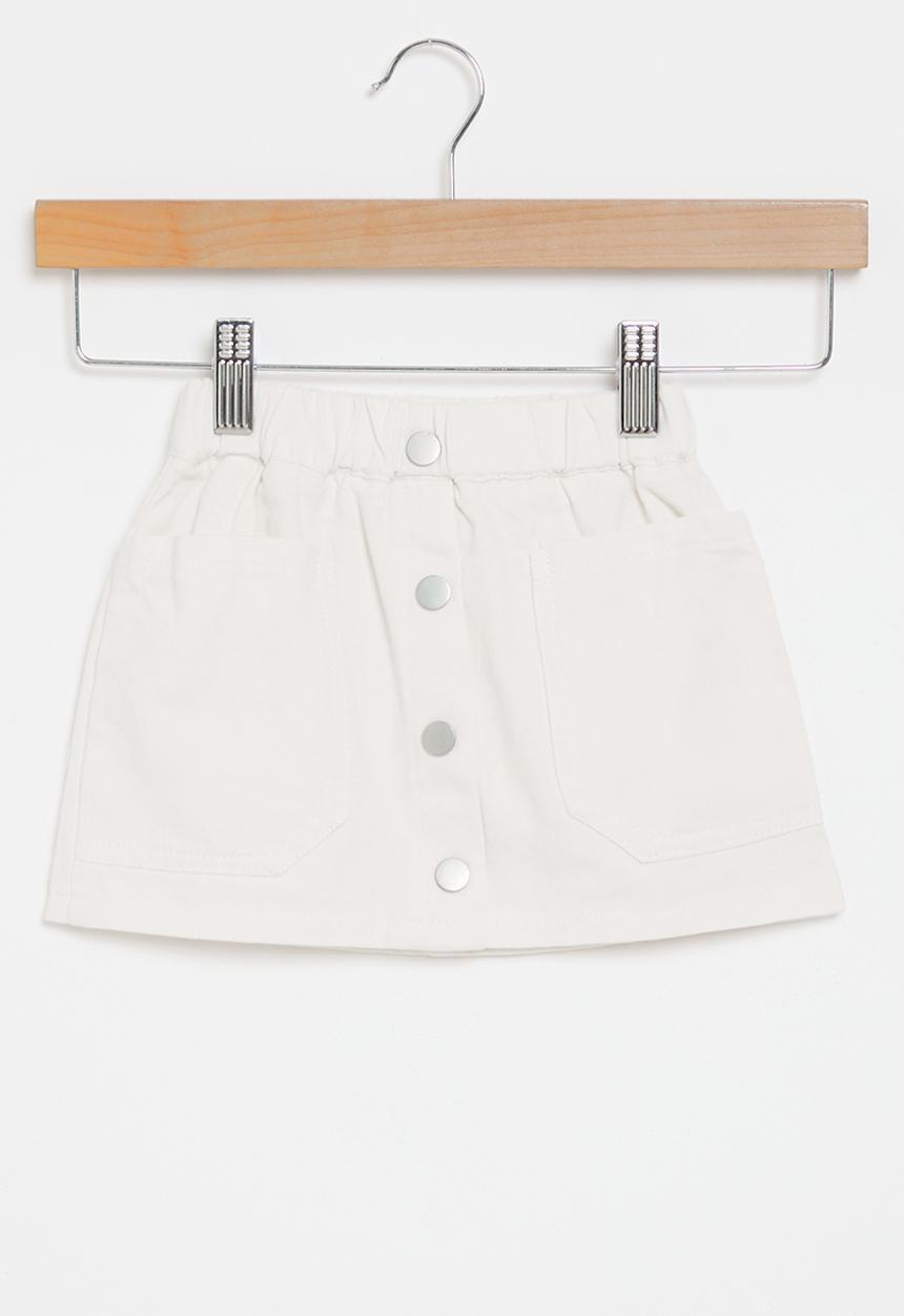 Pop Candy - Buttoned down  skirt- white