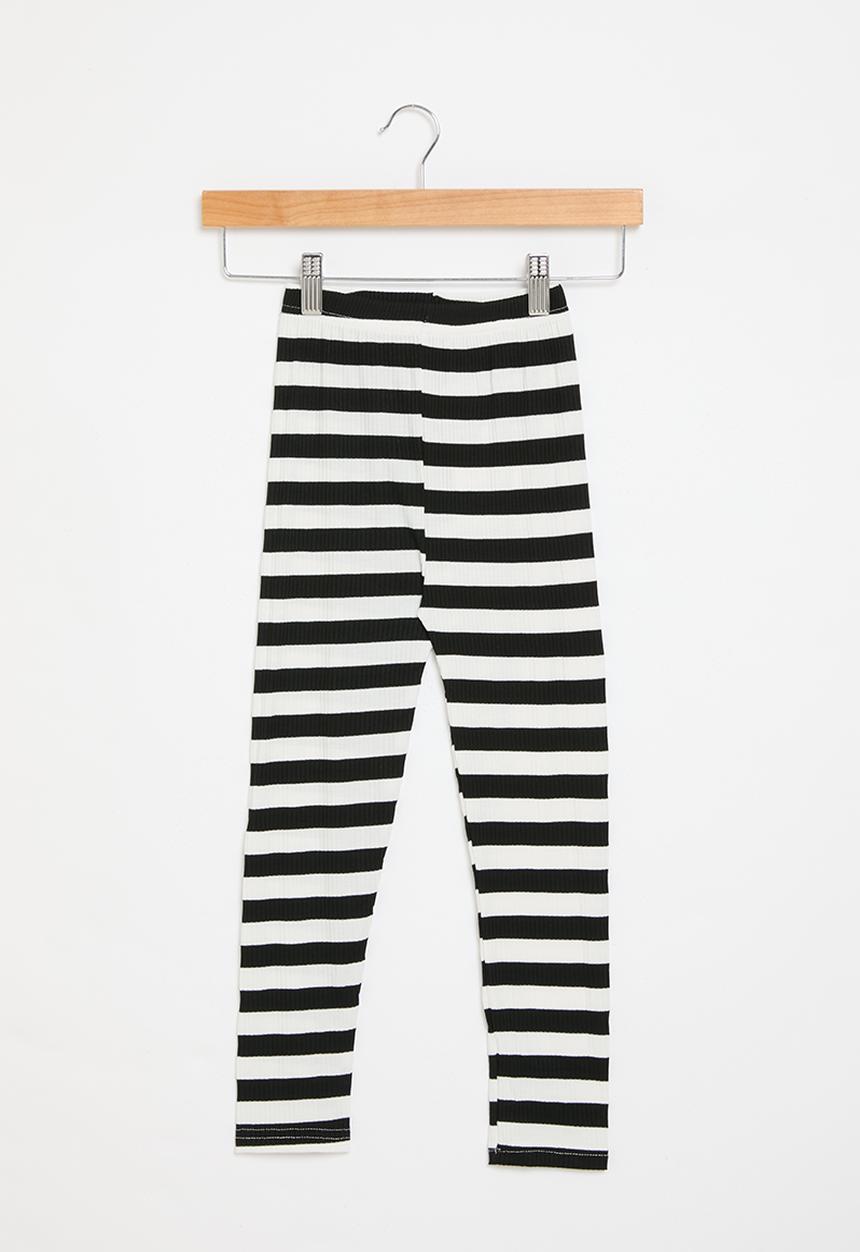 Pop Candy - Striped leggings - black & white