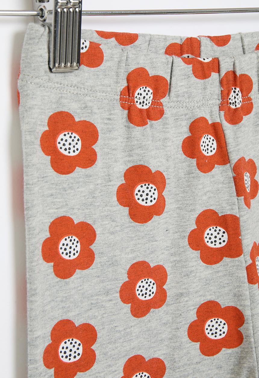 Pop Candy - Floral  print leggings - grey & red