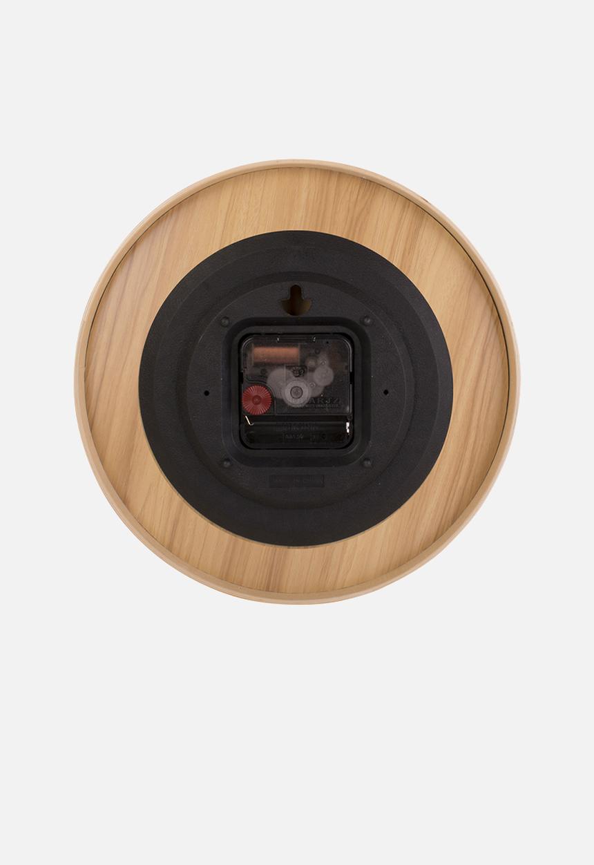 Present Time - Wall Clock Pure Wood Grain - Black 