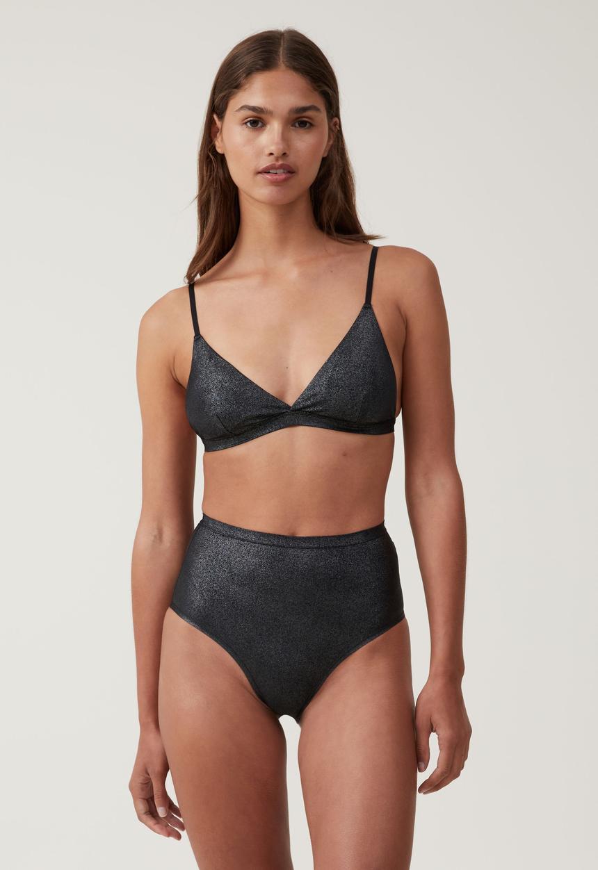 Cotton On - Emma Sparkle Triangle Bralette - Black Sparkle
