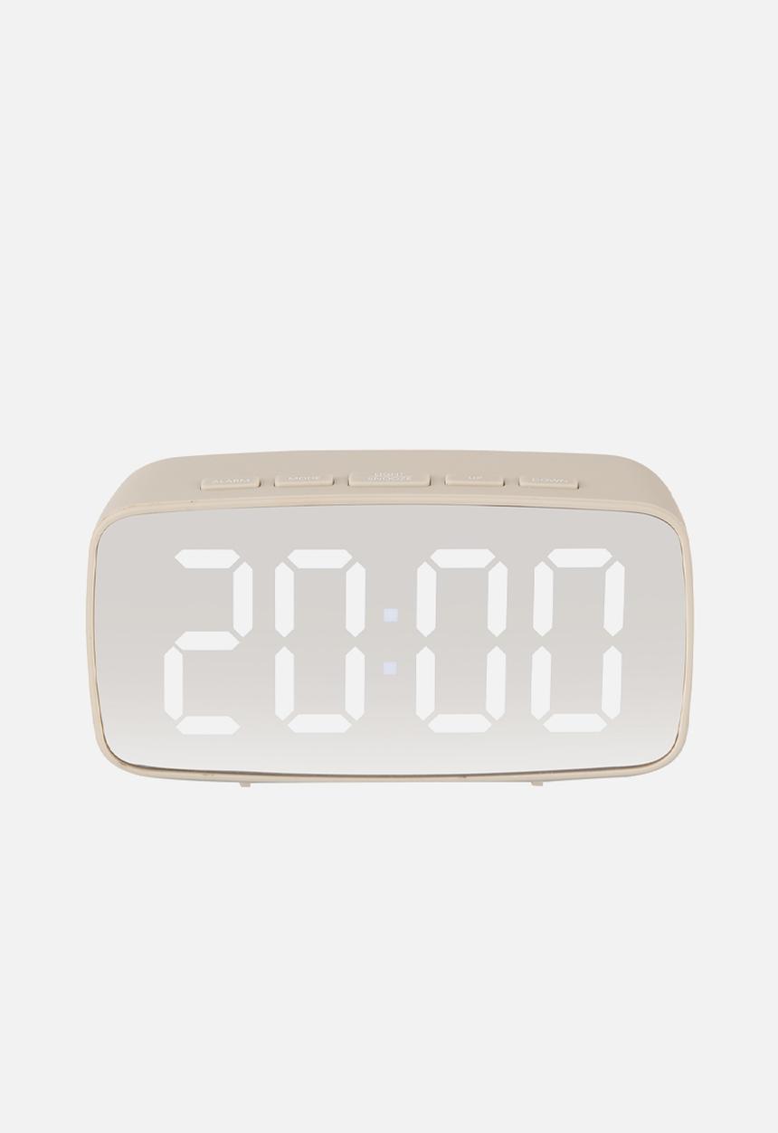 Present Time - Alarm Clock Mirror LED Oval - Warm Grey 