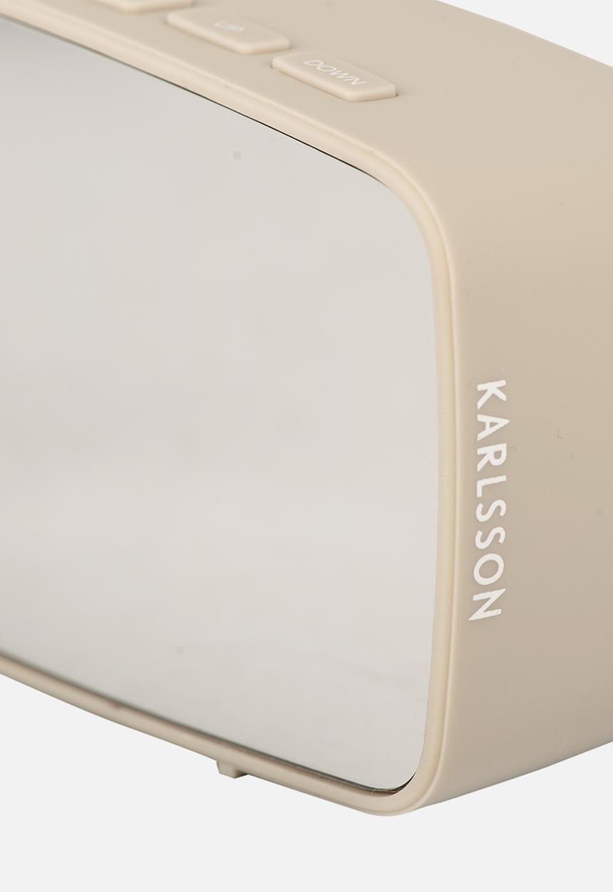 Present Time - Alarm Clock Mirror LED Oval - Warm Grey 