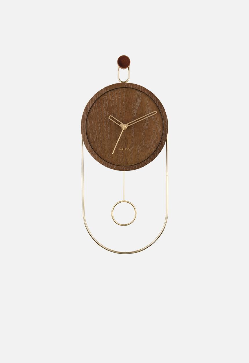 Present Time - Wall Clock Swing Pendulum - Dark Wood