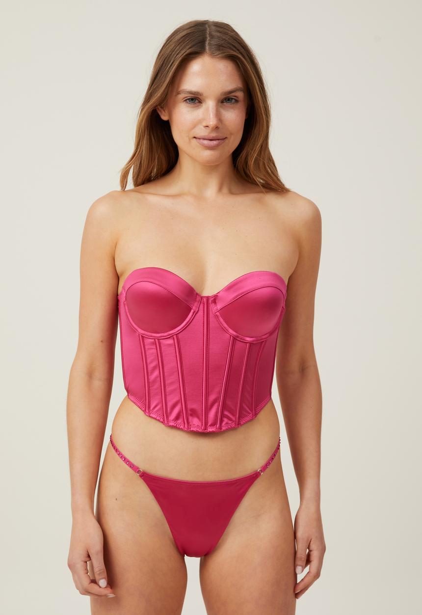 Cotton On - Satin Tanga G String Brief - Pink Jelly