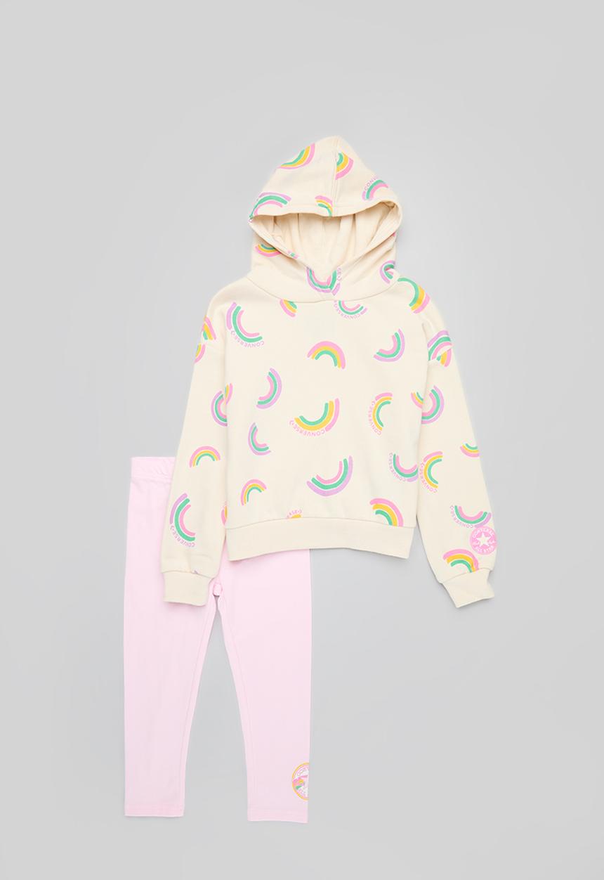 Converse - Converse printed hoodie and leggings set - pink foam