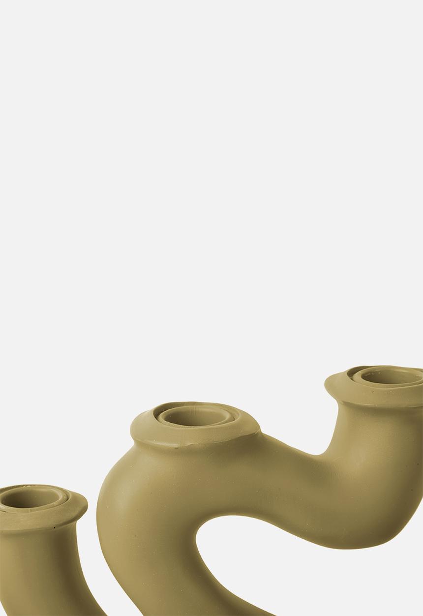 Present Time - Candle Holder Swirls - Latte Brown