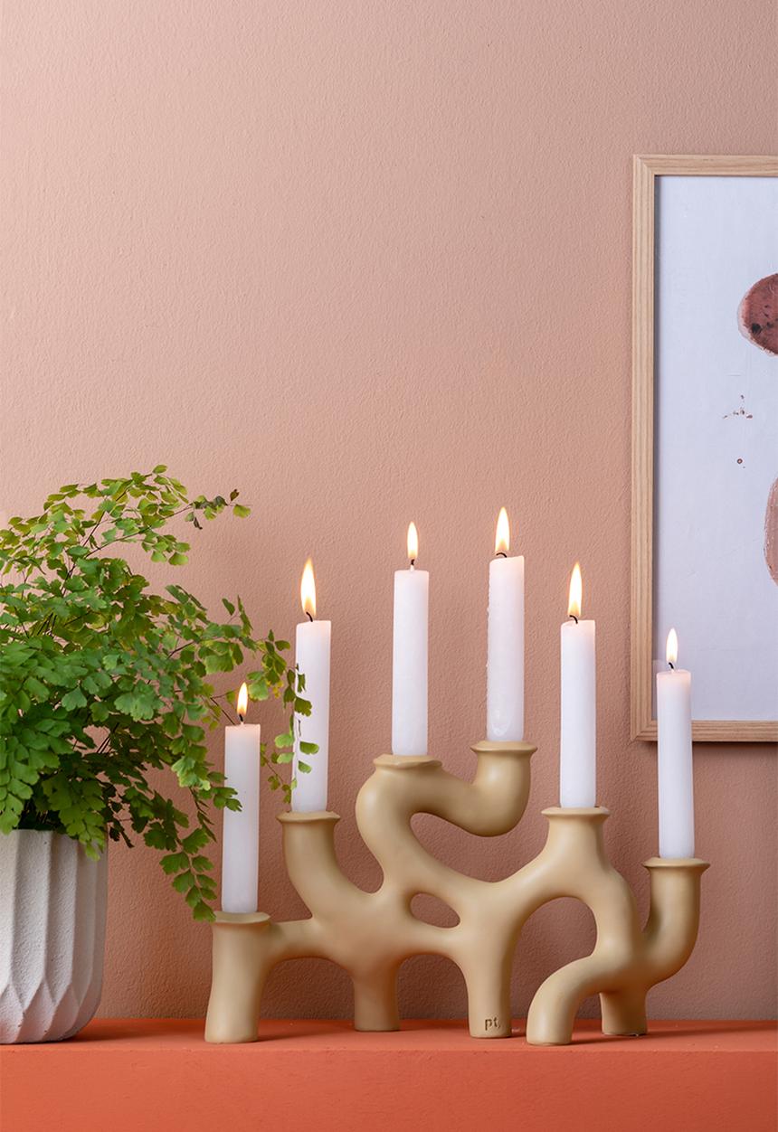 Present Time - Candle Holder Swirls - Latte Brown