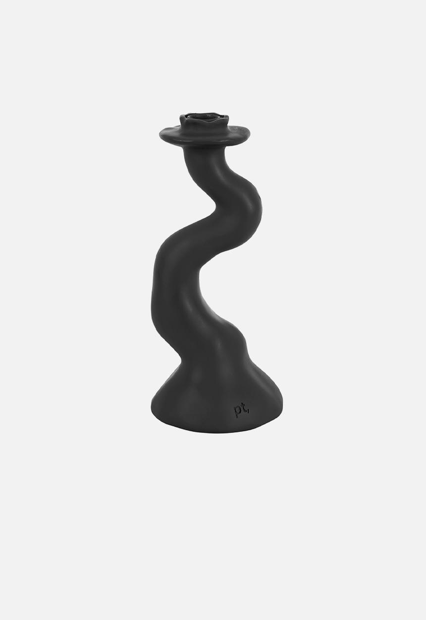 Present Time - Candle Holder Organic Swirl - Black 