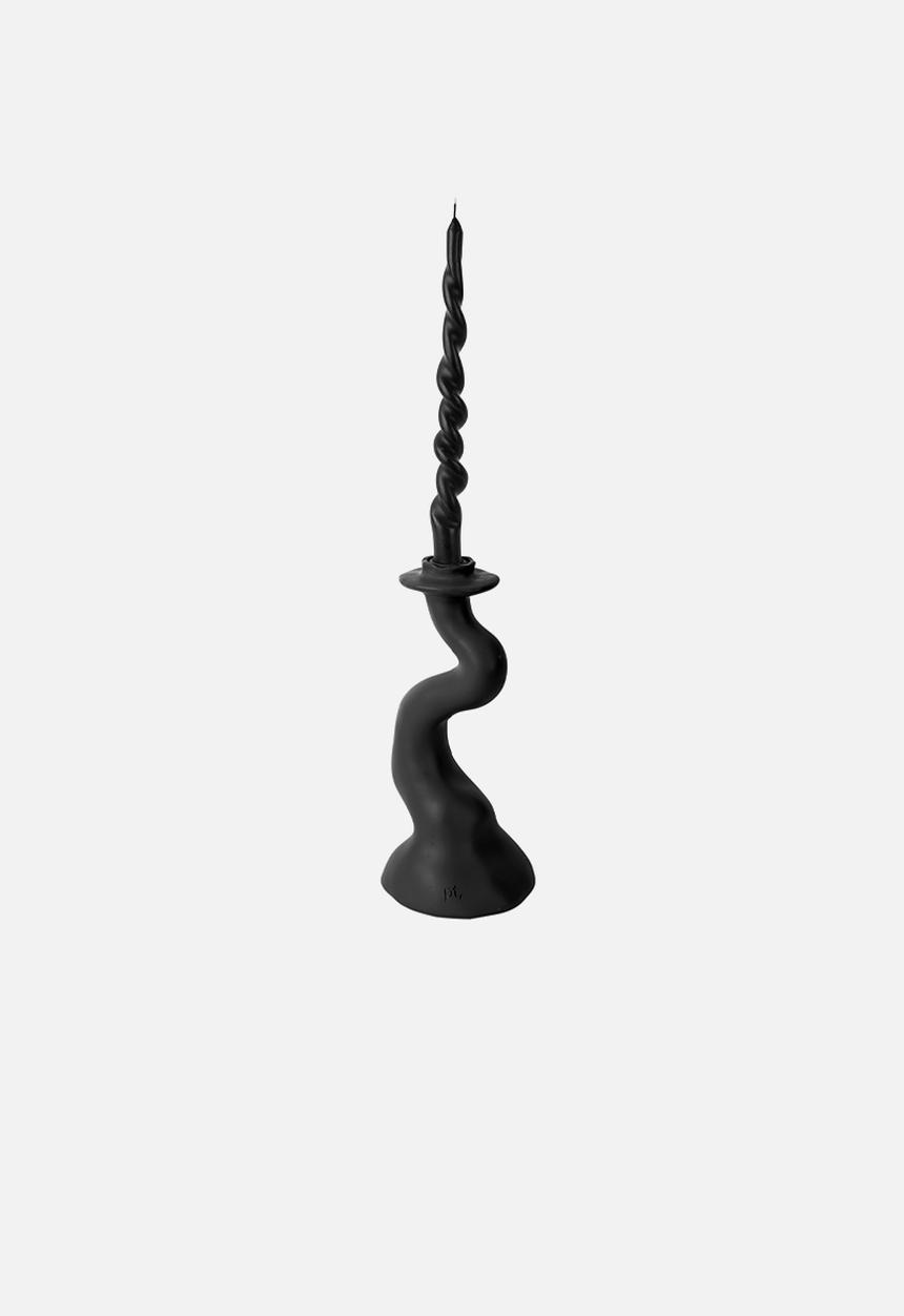 Present Time - Candle Holder Organic Swirl - Black 
