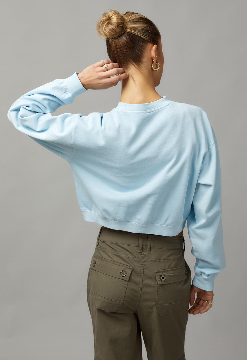 Factorie - Boxy Crop Crew - Washed Powder Blue/Nyc