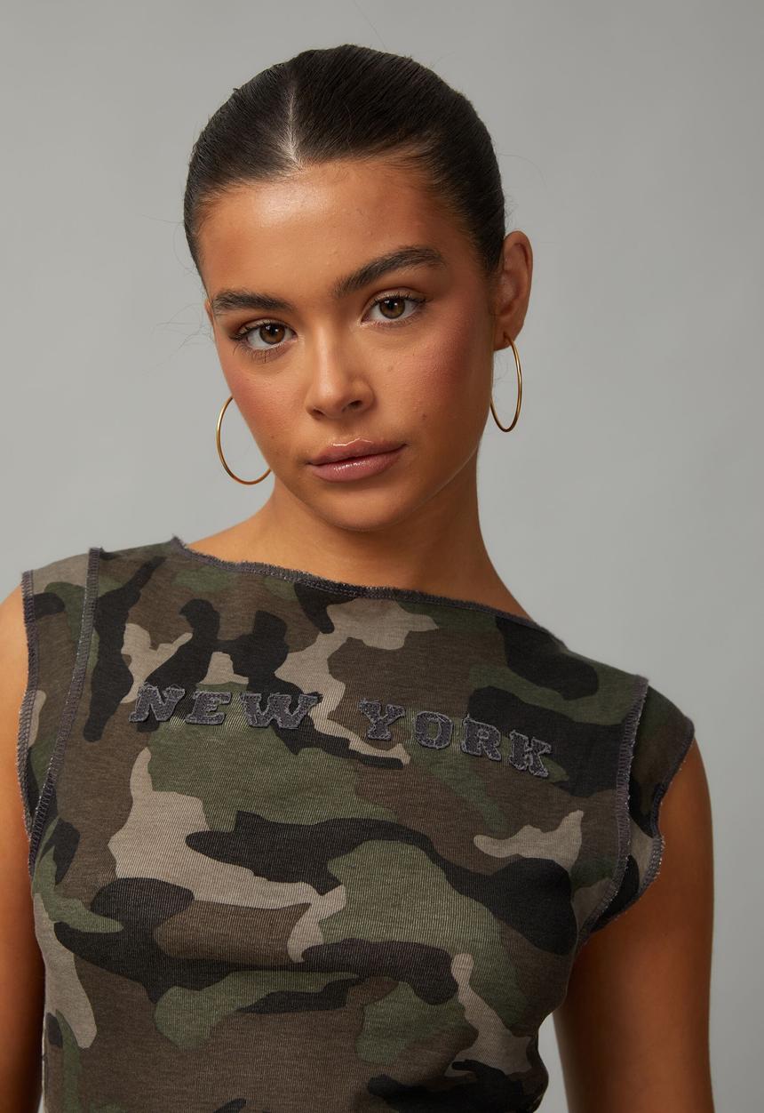Factorie - Cap Sleeve Tank - Camo/New York