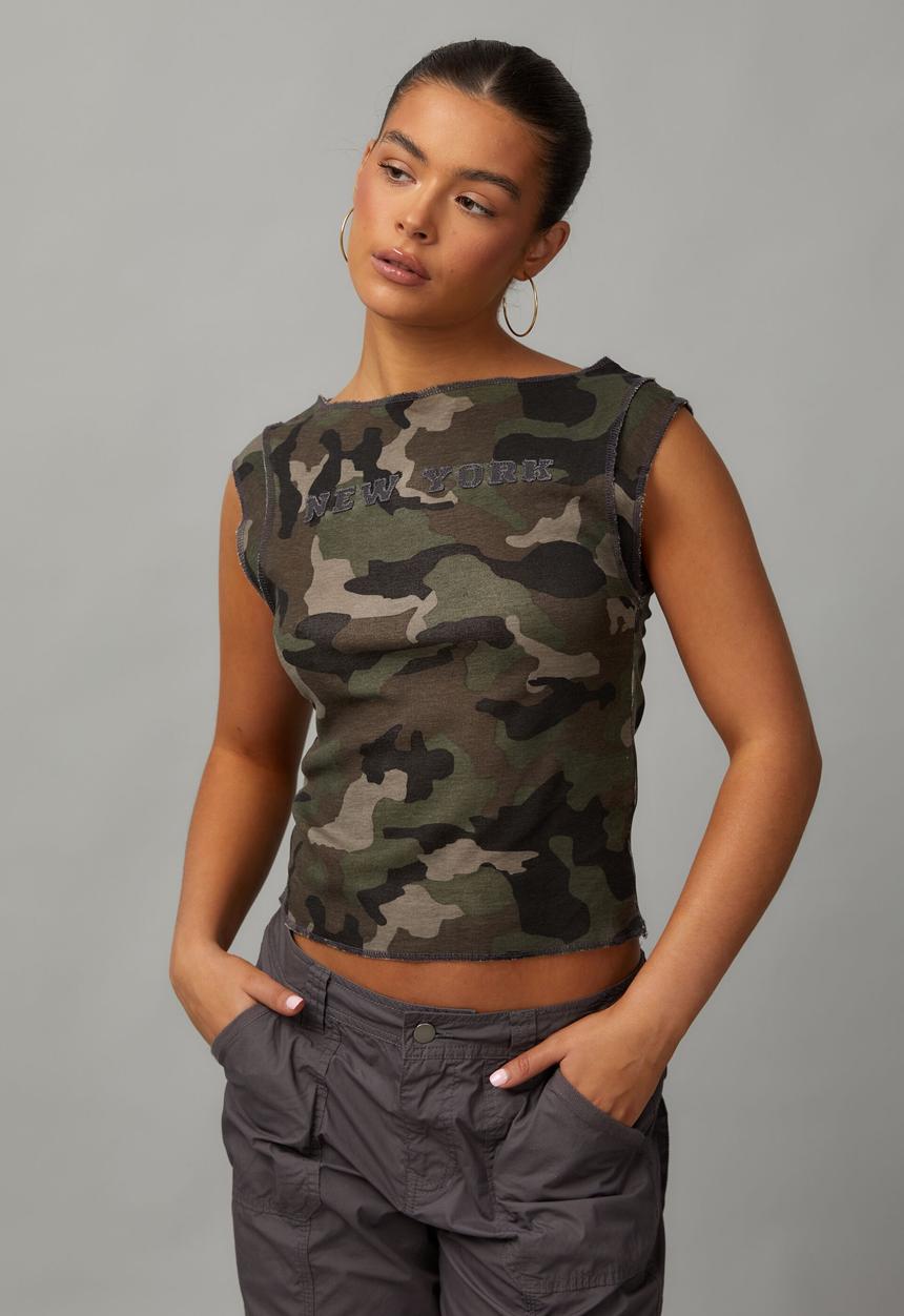 Factorie - Cap Sleeve Tank - Camo/New York