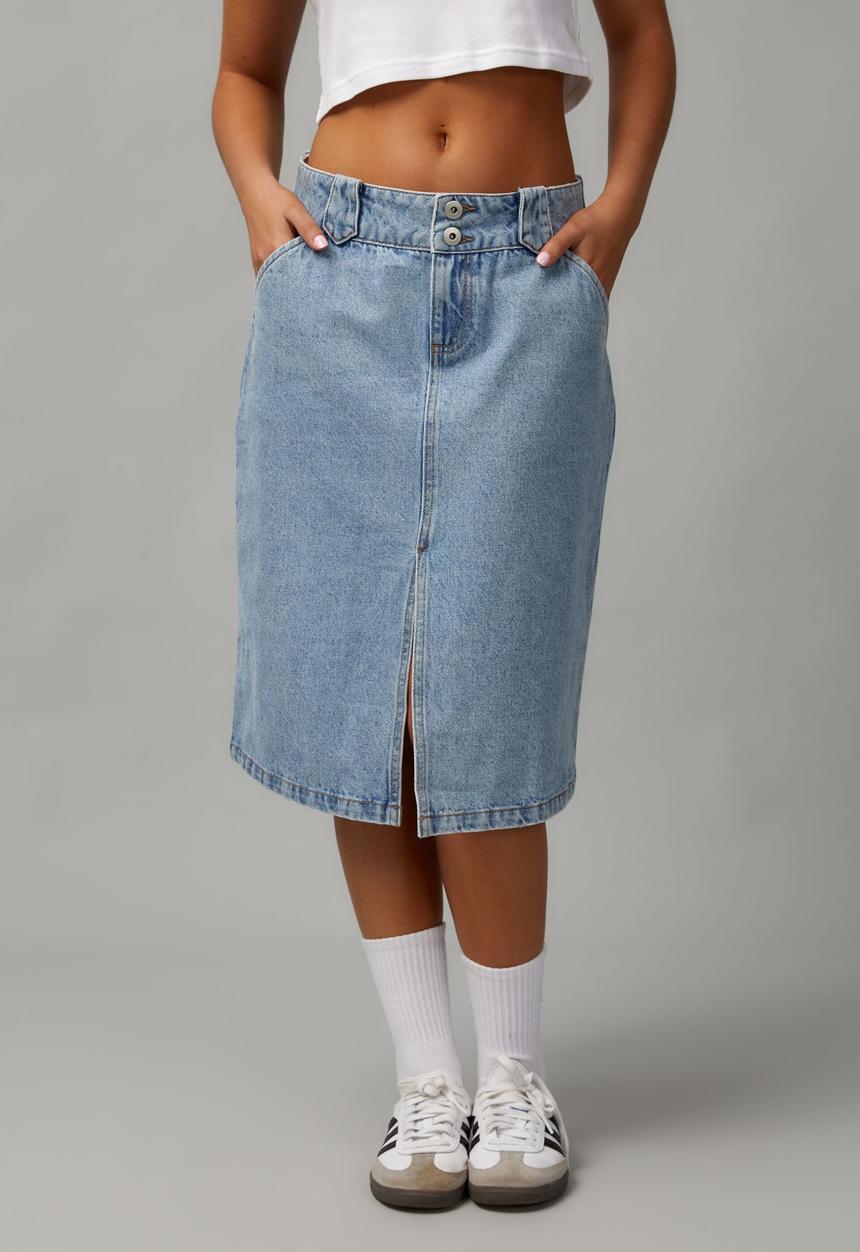 Factorie - Knee Length Denim Skirt - 90S Blue
