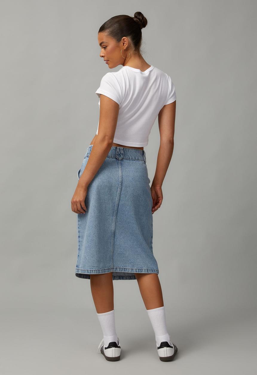 Factorie - Knee Length Denim Skirt - 90S Blue