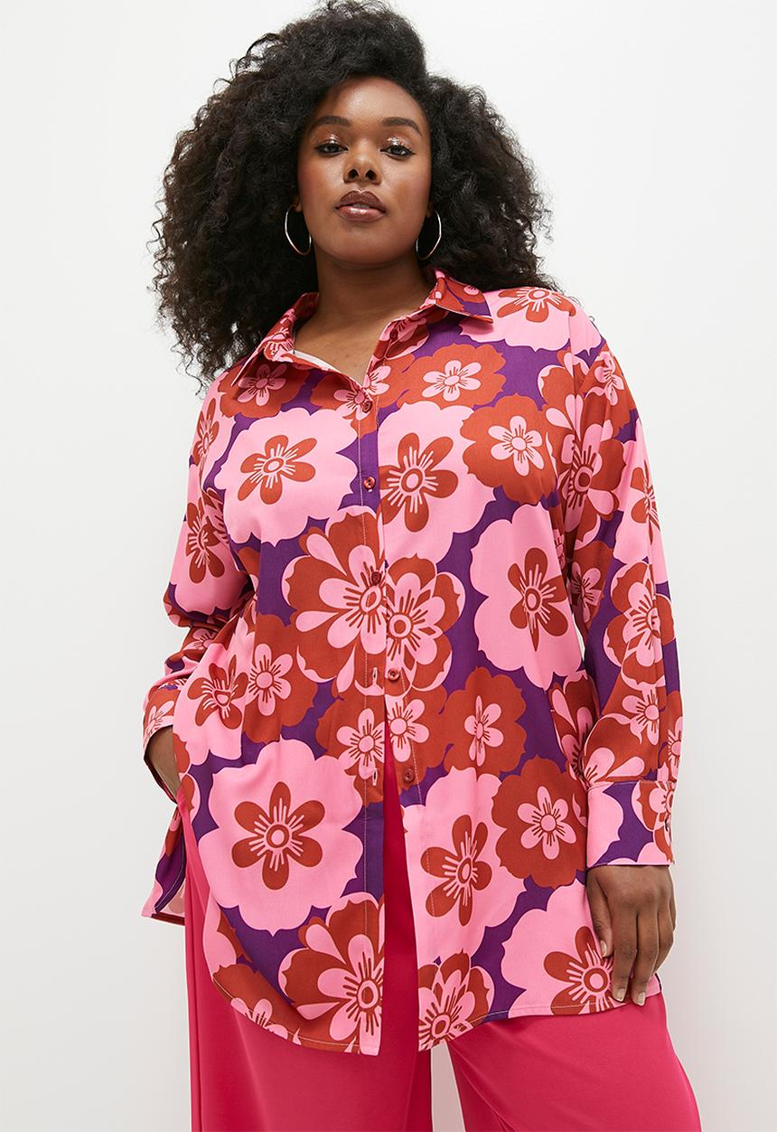 Superbalist - Printed oversized shirt - bright tropical floral