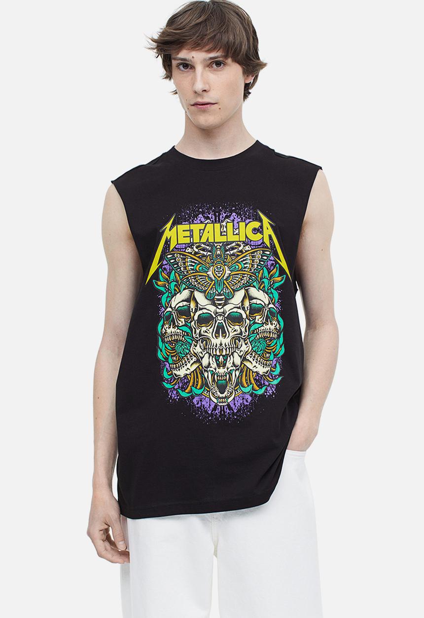 H&M - Printed vest top - black/metallica