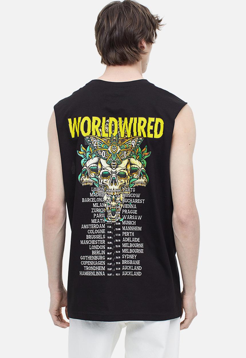 H&M - Printed vest top - black/metallica