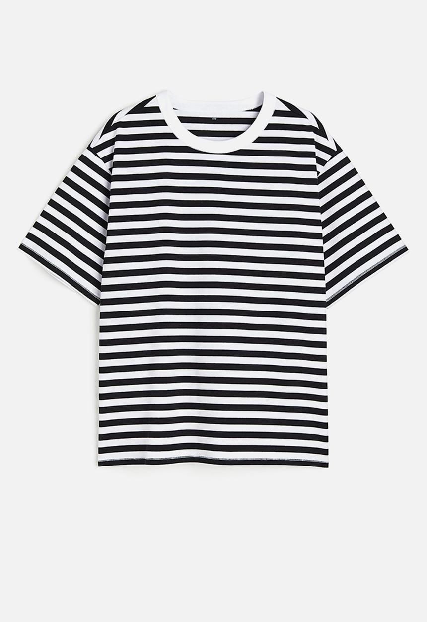 H&M - Coolmax® relaxed fit t-shirt - black/white striped