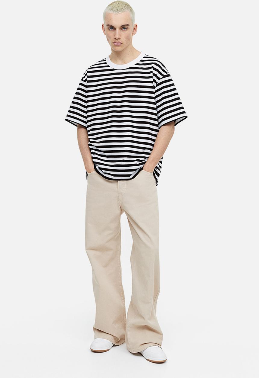 H&M - Coolmax® relaxed fit t-shirt - black/white striped