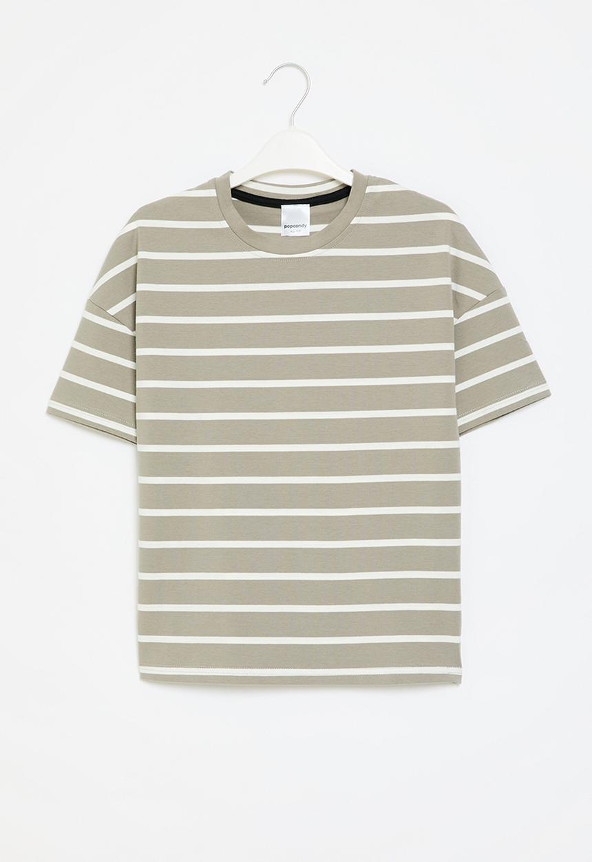 Pop Candy - Striped tee - grey & white