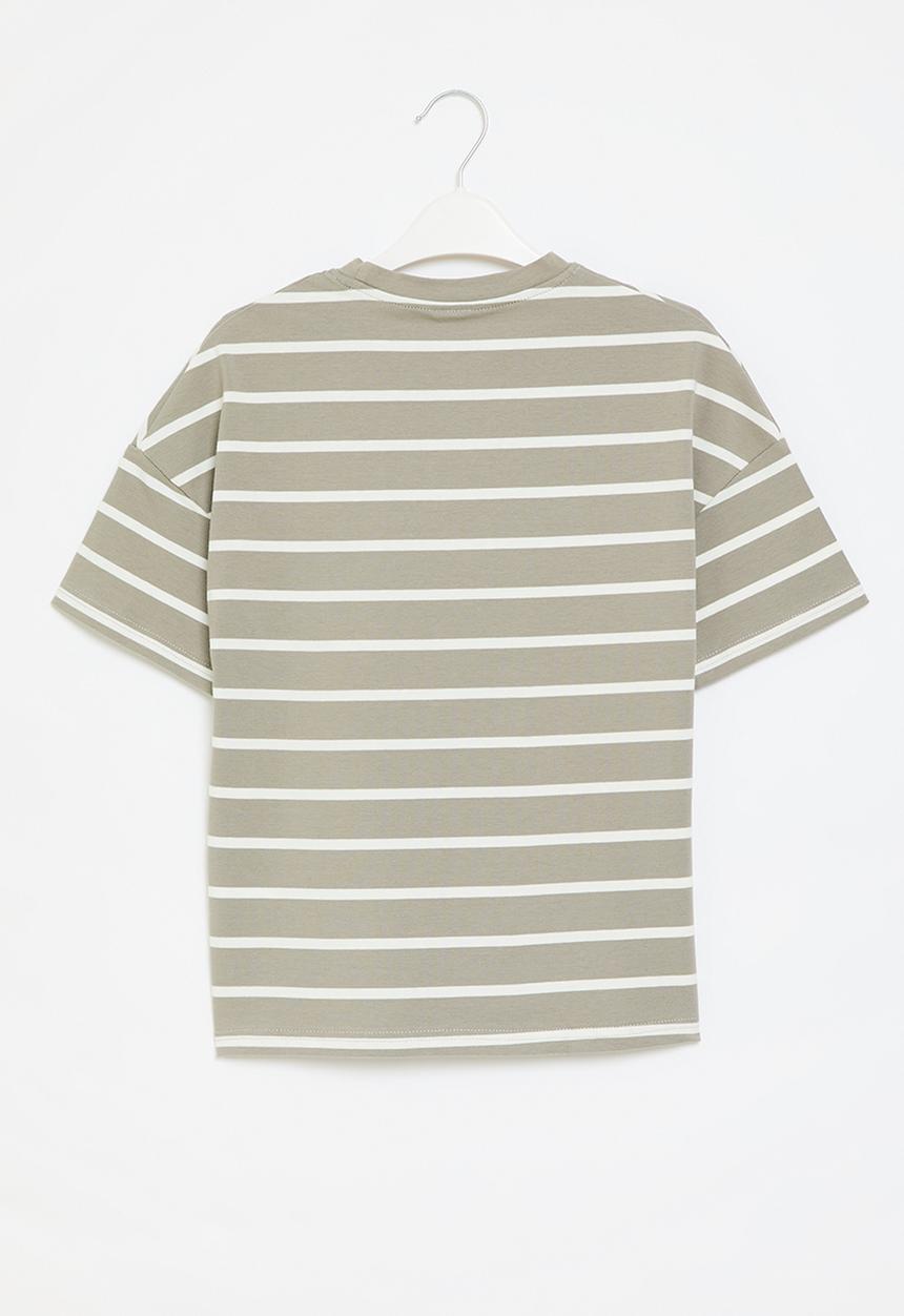 Pop Candy - Striped tee - grey & white