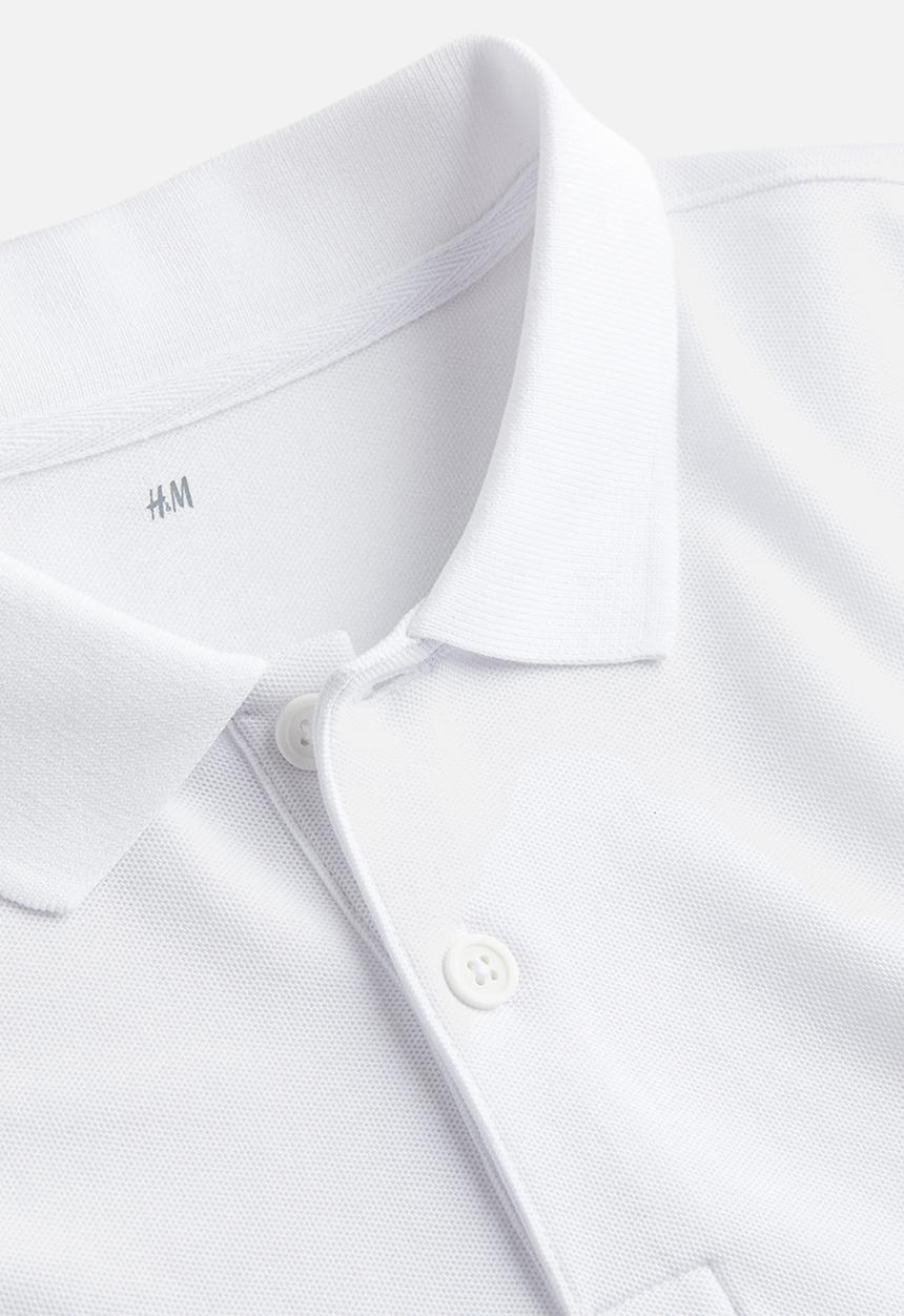 H&M - Coolmax® oversized fit polo shirt - white