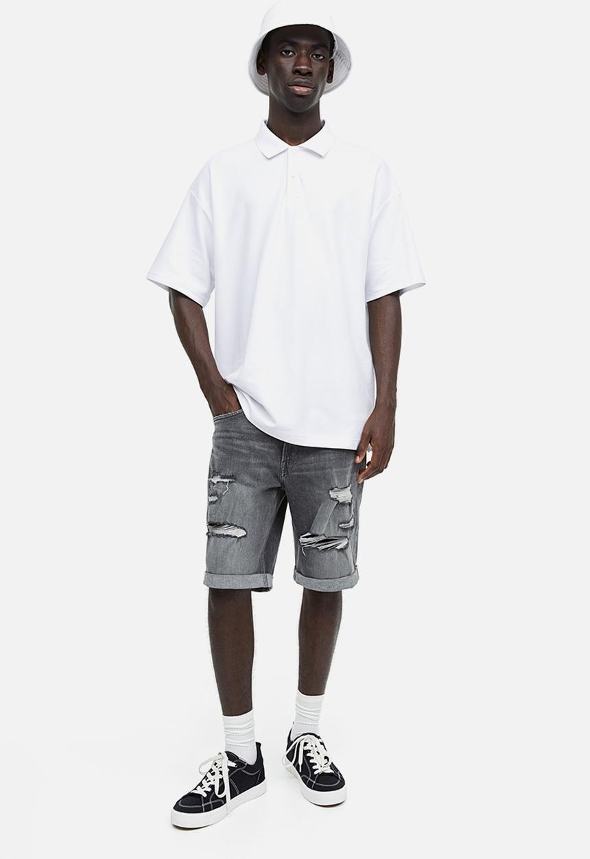 H&M - Coolmax® oversized fit polo shirt - white