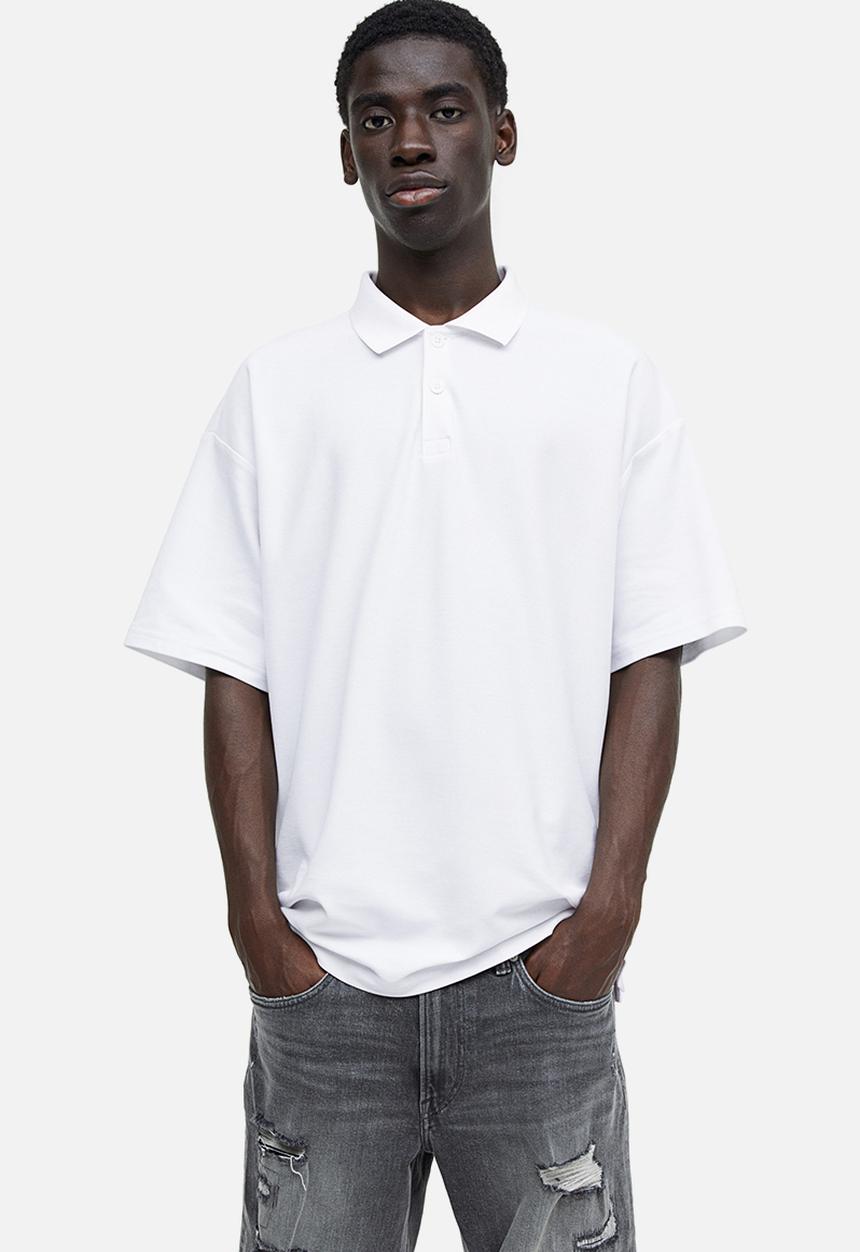H&M - Coolmax® oversized fit polo shirt - white