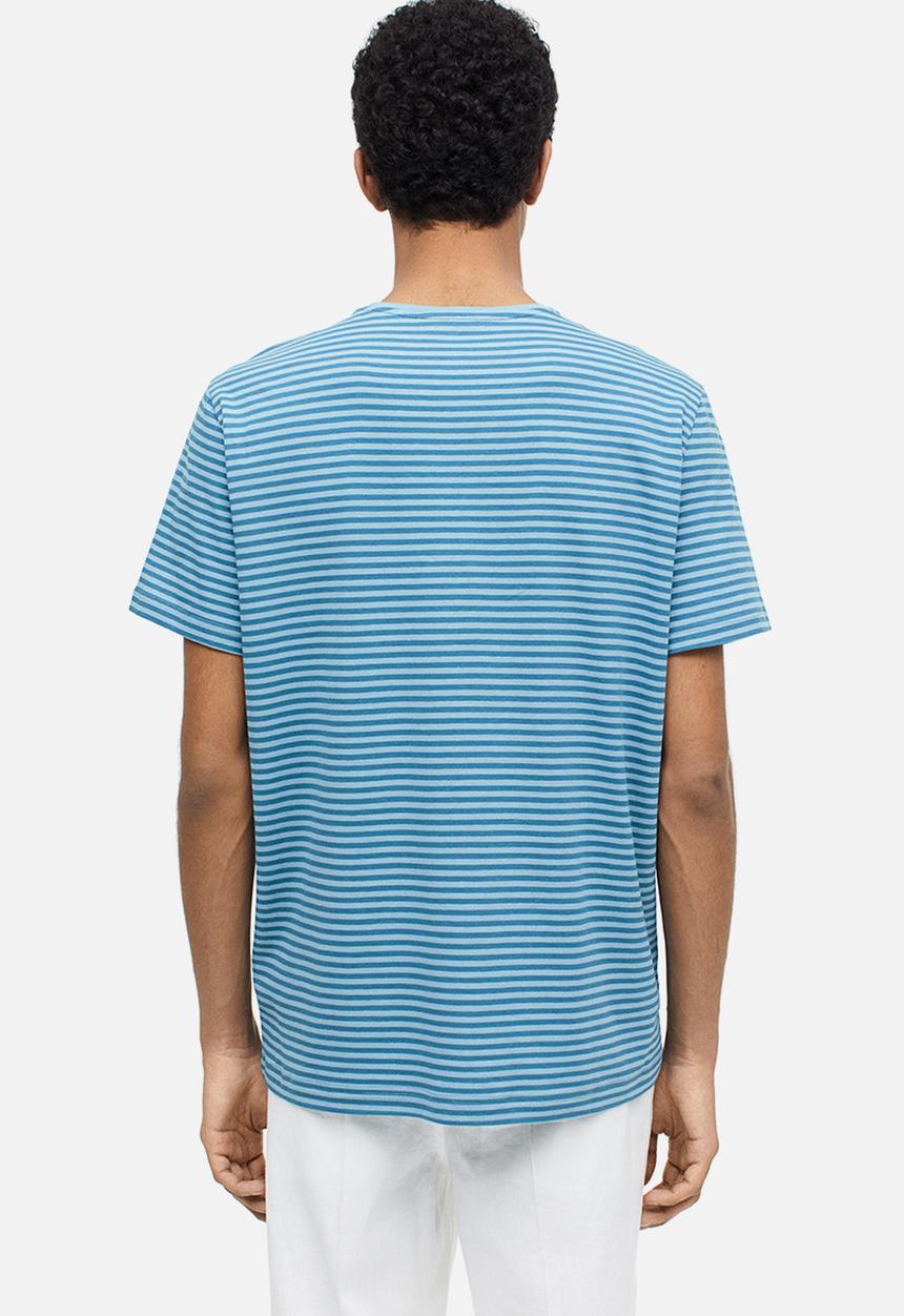 H&M - Slim fit round-necked t-shirt - blue/striped
