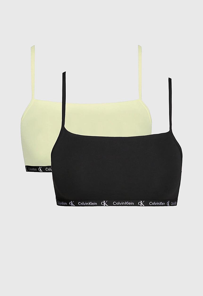 Calvin Klein - Unlined bralette 2 pack - black & bright leaf