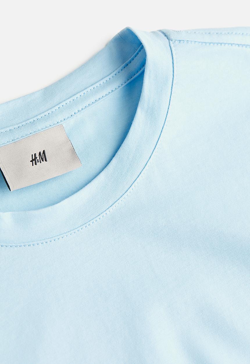 H&M - Slim fit pima cotton t-shirt - light blue