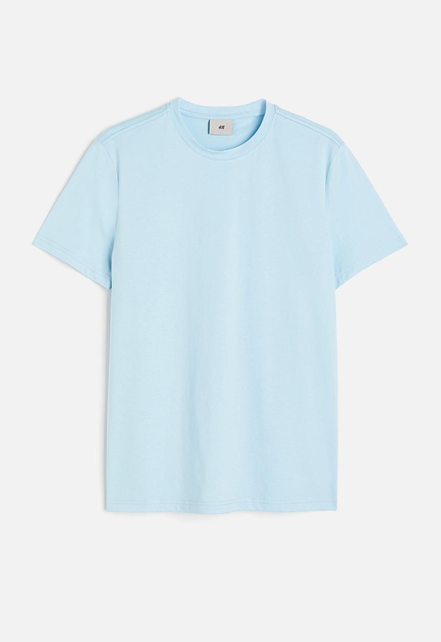 H&M - Slim fit pima cotton t-shirt - light blue